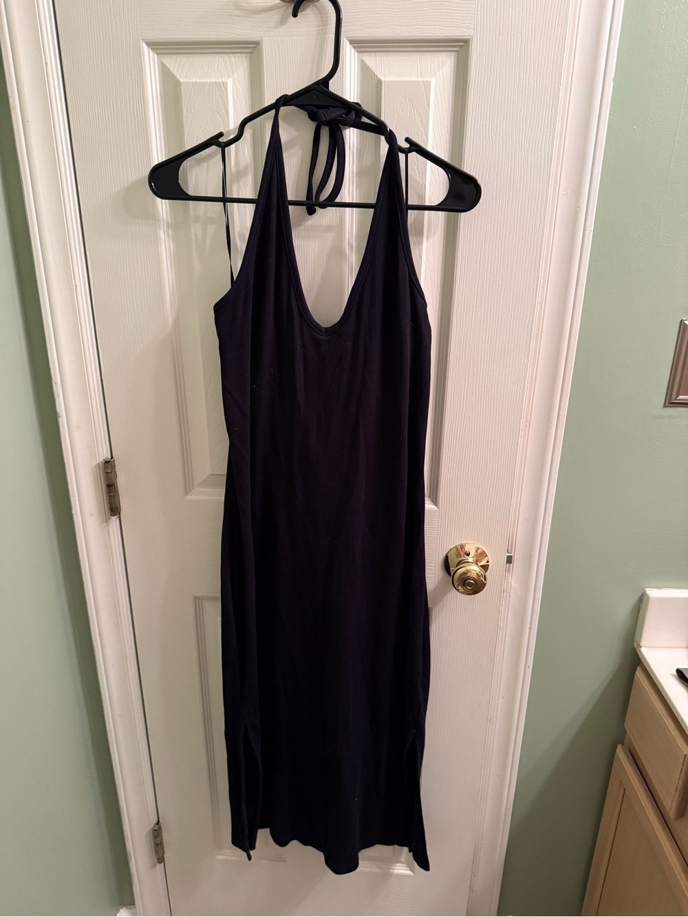 Old Navy Black Backless Halter Midi Dress